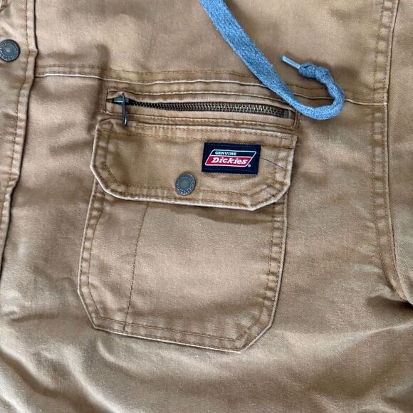 Dickies Jacket Mens Size Extra Large Tan Hooded Snap Button Workwear - Picture 6 of 9